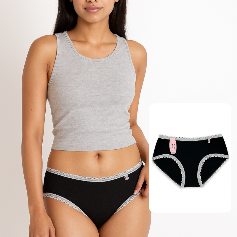 China pure cotton ladies double-layer bite lace side breathable underwear