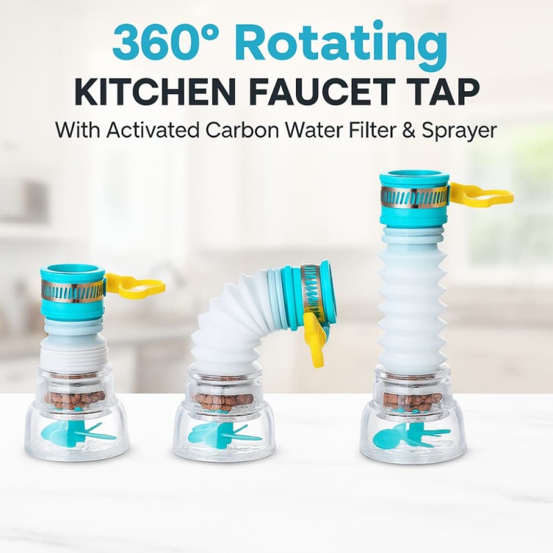 360° Rotating Kitchen Faucet Tap with Activated Carbon Water Filter & Sprayer