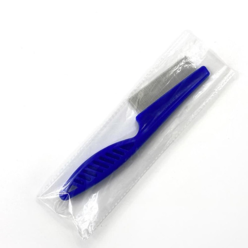 Long Stainless Steel Lice & Nit Comb with Plastic Handle