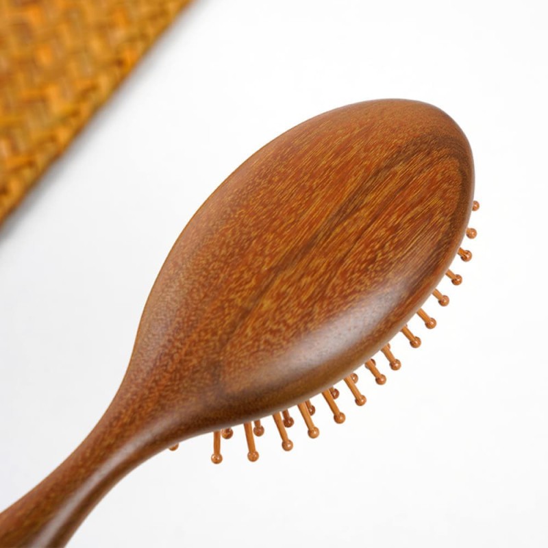 Natural Sandalwood Hair Brush Soft Bristle Daily Hair Care