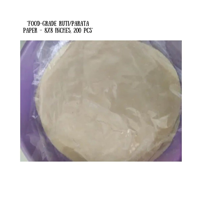 "Food-Grade Ruti/Parata Paper - 8x8 Inches, 200 pcs"